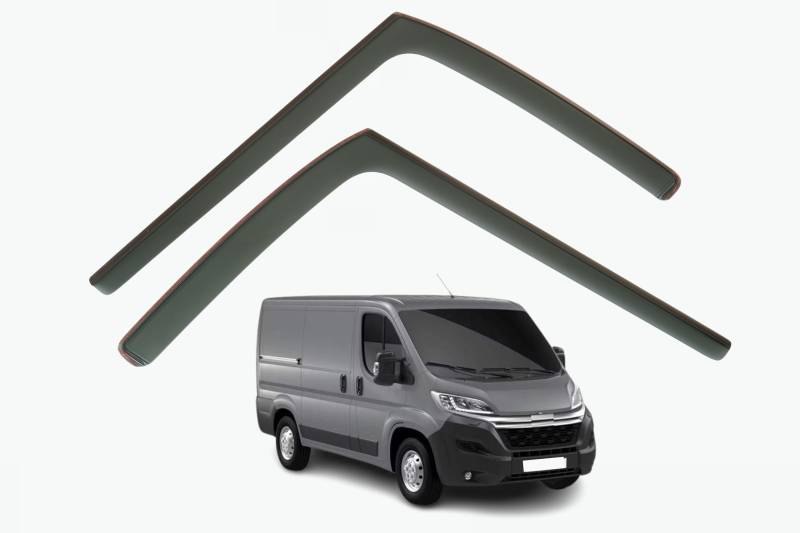 Set mit 2 Windabweisern, kompatibel mit Peugeot Boxer, passend für Citroen Relais und Jumper, passend für Fiat Ducato 2007 2008 2009 2010 2011 2012 2013 2014 2015 2016 2017 2018 Modelle 2019, 2020, von AirFlux