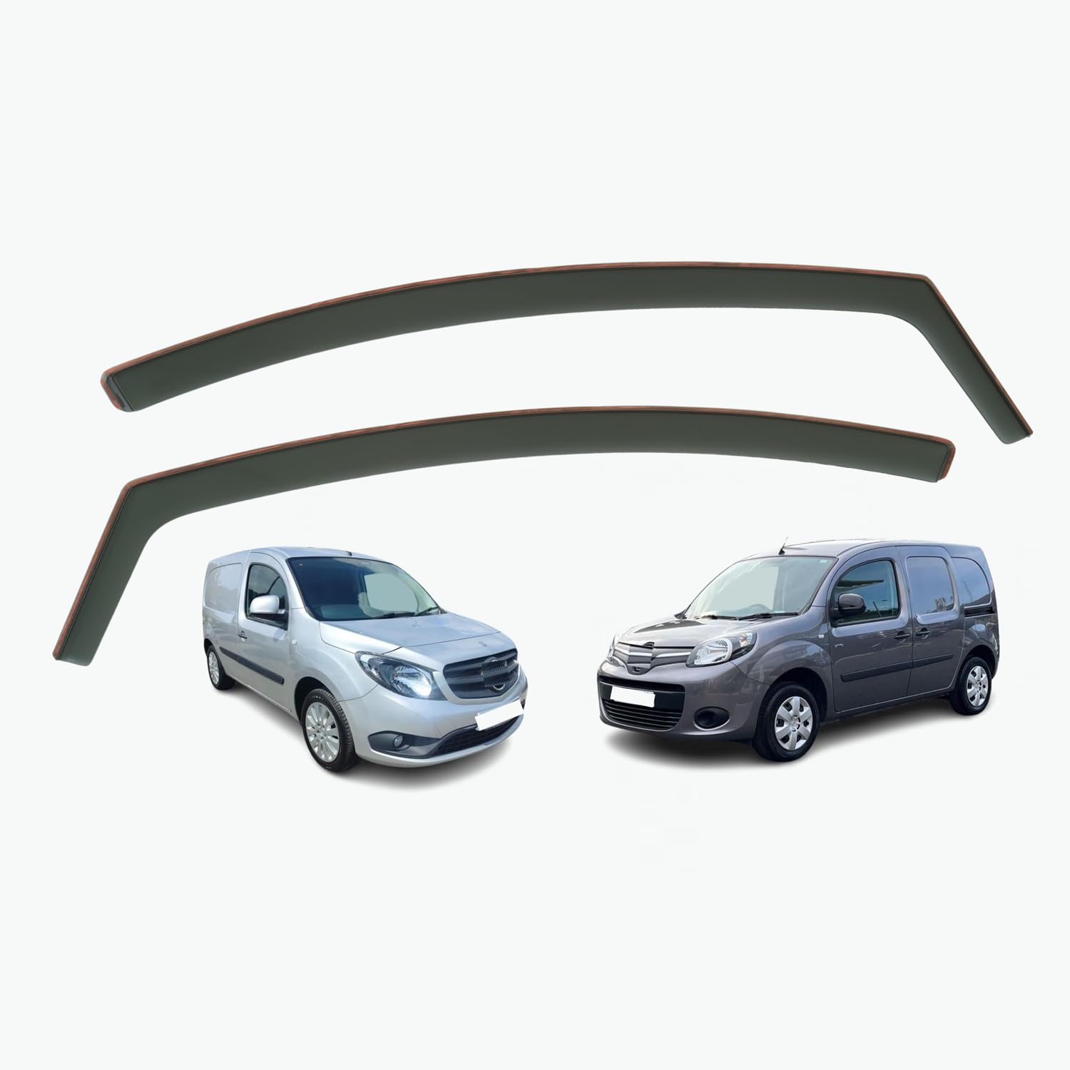 Set mit 2 Windabweisern, kompatibel mit Renault Kangoo, passend für Mercedes Benz Citan, passend für Nissan NV250 2009 2010 2011 2012 2013 2014 2015 2016 2017 2018 2019 2020 2021 Modelle von AirFlux