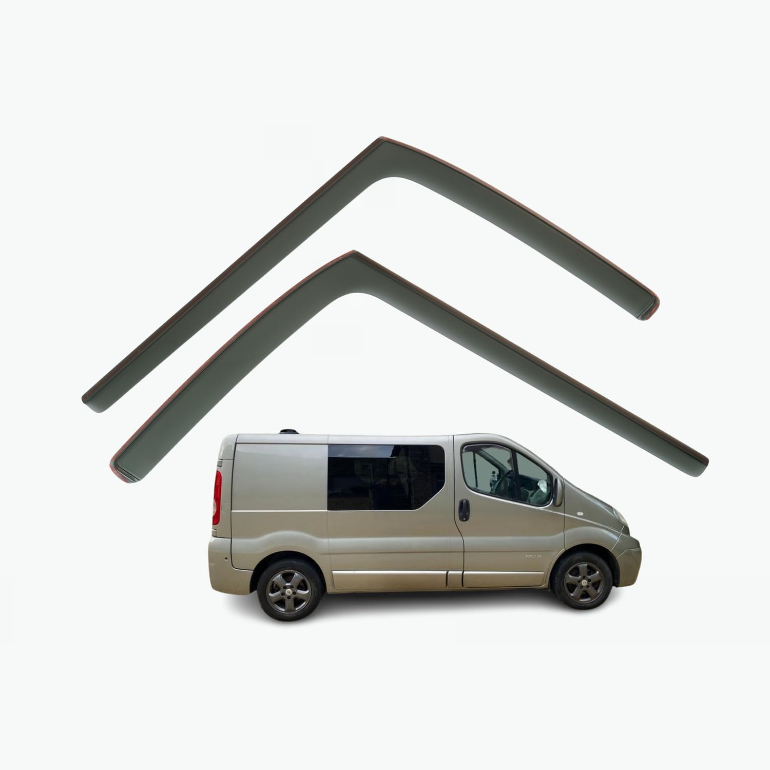 Set mit 2 Windabweisern, kompatibel mit Renault Trafic, passend für Nissan Primastar, passend für Opel Vivaro A 2003 2004 2005 2006 2007 2008 2009 2010 2011 2012 2013 2014 Modelle von AirFlux