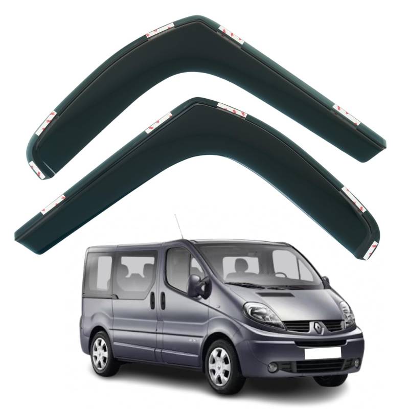 Set mit 2 Windabweisern, kompatibel mit Renault Trafic, passend für Nissan Primastar, passend für Opel Vivaro A 2003 2004 2005 2006 2007 2008 2009 2010 2011 2012 2013 2014 Modelle von AirFlux