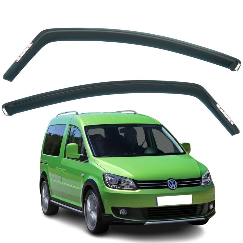 AirFlux Set mit 2 Windabweisern, kompatibel mit Volkswagen Caddy MK3 2003-2014, klassisch, dunkelgrün, selbstklebend, für Vans von AirFlux