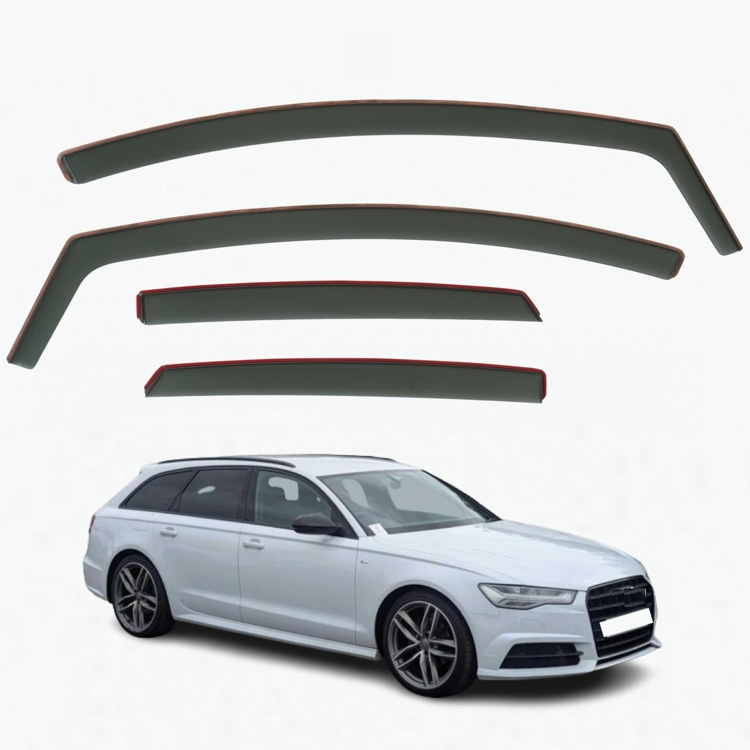 Set mit 4 Windabweisern, kompatibel mit Audi A6 S6 RS6 Avant 5-Türer Kombi / Allroad 2012 2013 2014 2015 2016 2017 Modelle. von AirFlux