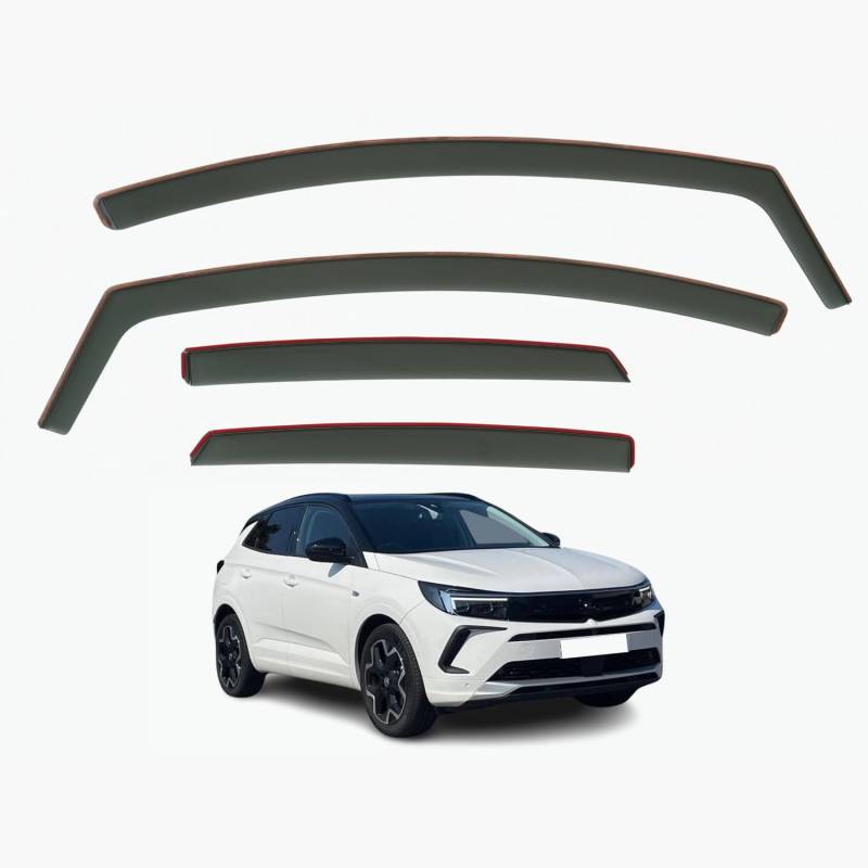 Set mit 4 Windabweisern, kompatibel mit Opel Grandland/Opel Grandland/Vauxhall Grandland X 2017 2018 2019 2020 2021 2022 2023 Modelle von AirFlux