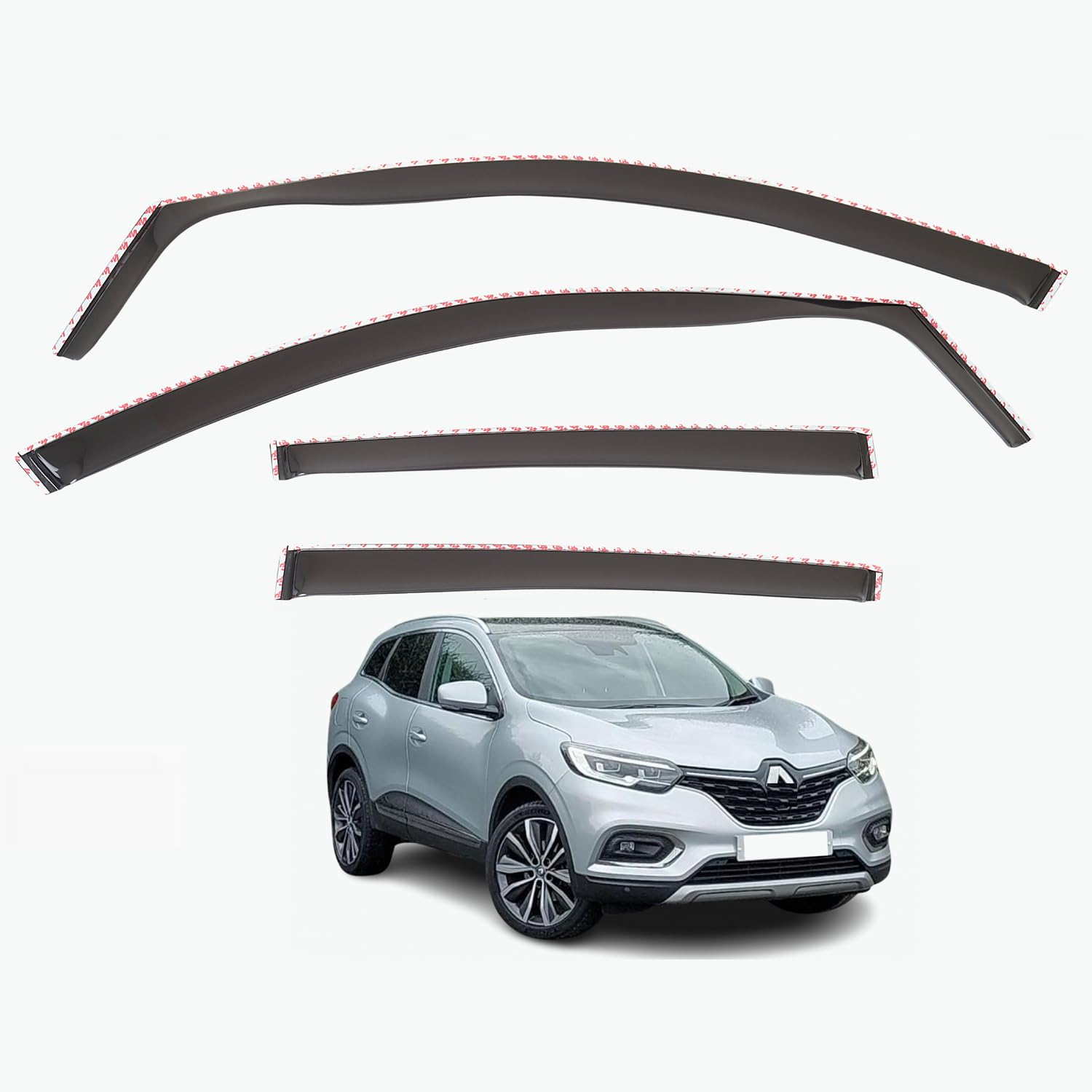 Set mit 4 Windabweisern, kompatibel mit Renault Kadjar 2015, 2016, 2017, 2018, 2019, 2020, 2021, 2022 von AirFlux