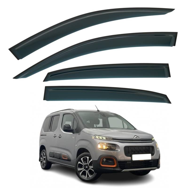 Set mit 4 aufklebbaren Windabweisern, kompatibel mit Citroen Berlingo, passend für Peugeot Rifter, passend für Opel Combo Life, passend für Toyota Proace City Verso 2018, 2019, 2020, 2021, 2022, 2023, von AirFlux