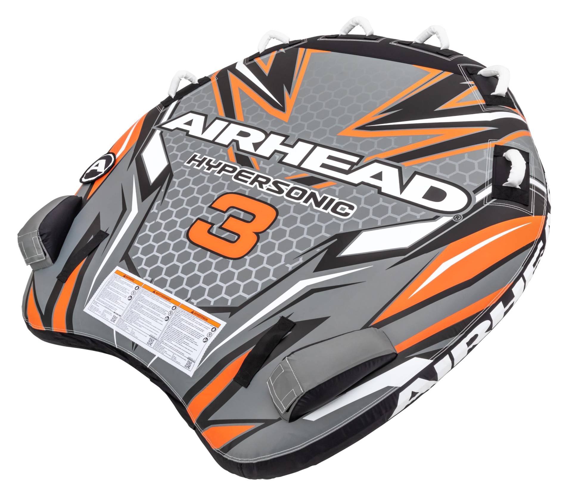 AIRHEAD AHT50189GYO HYPERSONIC Abschleppschlauch für 3 Fahrer, Grau/Orange von Airhead