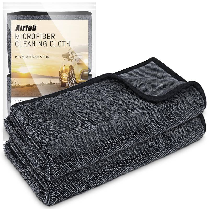 Airlab Trockentuch zur Dusche Bad Haushalt, 2er-Pack Mikrofasertücher Auto Trockentuch Poliertuch, Professionelles Mikrofaser Reinigungstuch, Saugstark & Fusselfrei, 60x40 cm von Airlab