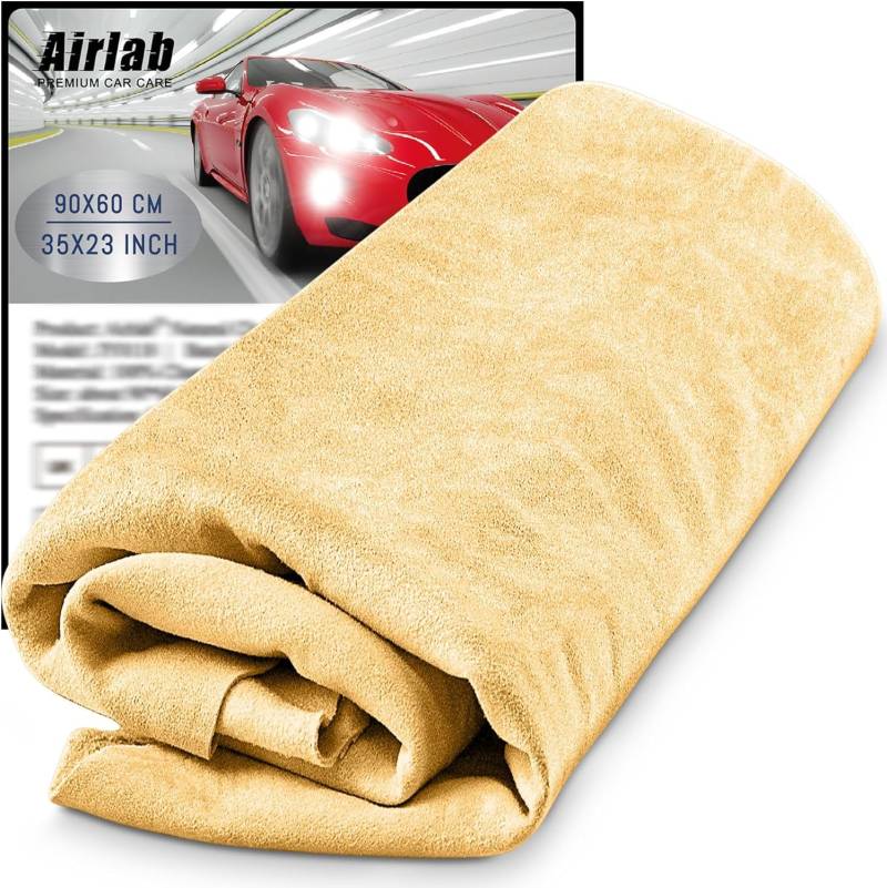 Airlab Auto Reinigungstuch Fensterleder 90x60 cm I Premium Auto Leder aus echtem Leder von Airlab