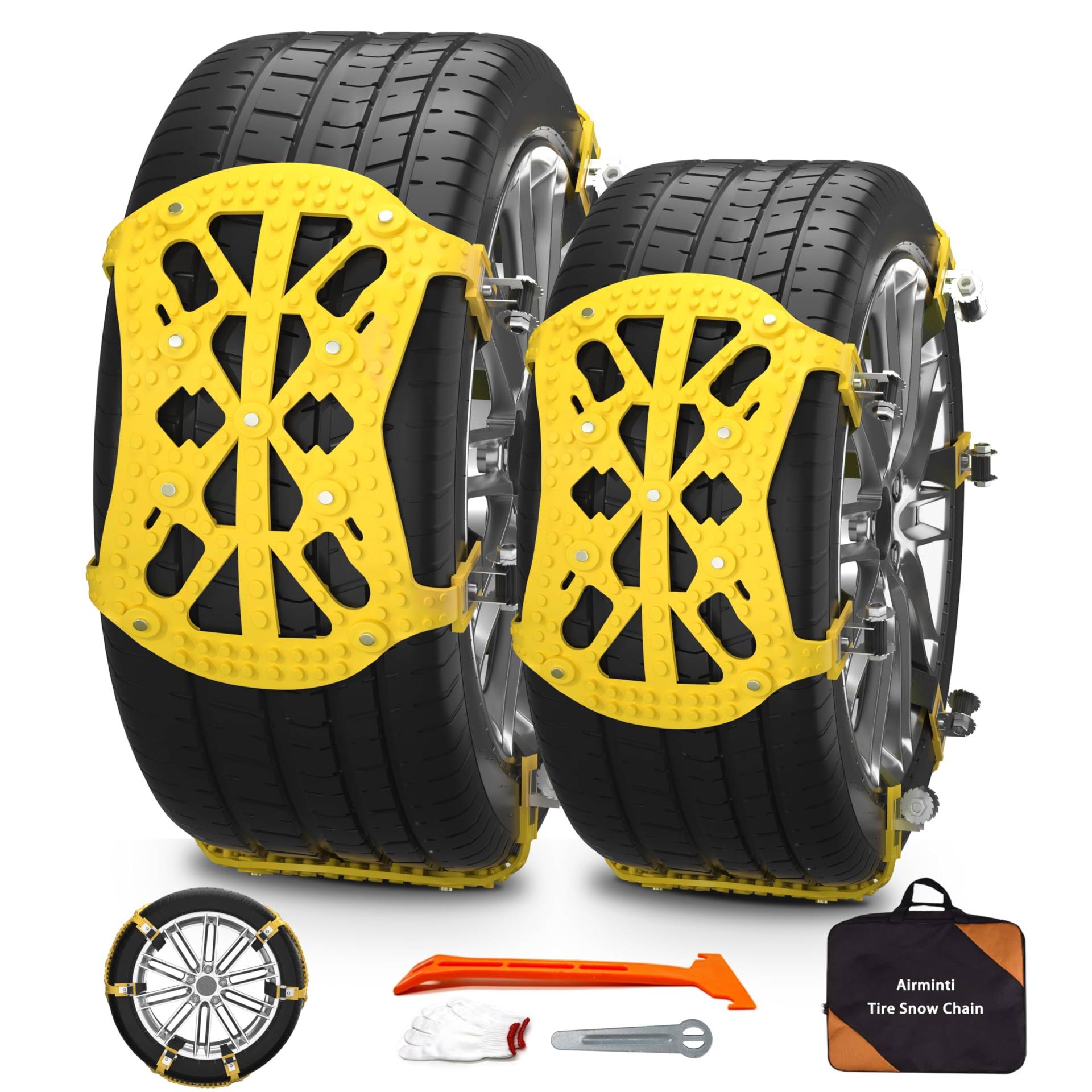 Schneeketten, 6 Stück Universal Schneeketten für Auto Winter, Schneeketten Schnellmontage Auto, Geeignet für Reifenbreite 165-275 mm für die meisten Autos SUV/MVP/LKWs von Airminti