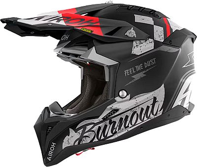 Airoh Aviator 3 Burnout, Motocrosshelm - Matt Schwarz/Grau/Rot - L von Airoh