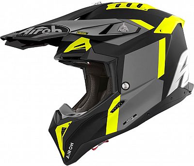 Airoh Aviator 3 Glory, Motocrosshelm - Matt Schwarz/Grau/Neon-Gelb - L von Airoh