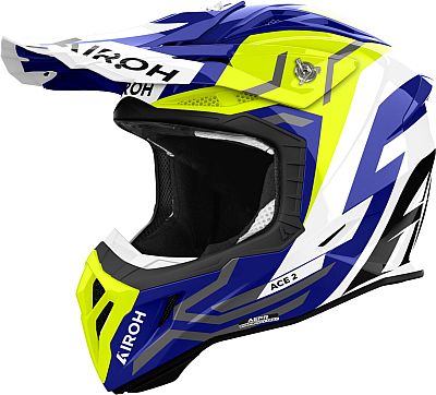 Airoh Aviator Ace 2 Ground, Motocrosshelm - Weiß/Dunkelblau/Neon-Gelb - XL von Airoh