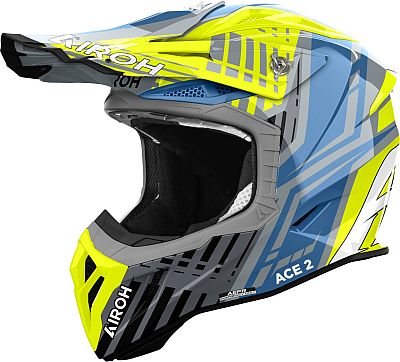 Airoh Aviator Ace 2 Proud, Motocrosshelm - Neon-Gelb/Blau/Grau/Schwarz - L von Airoh