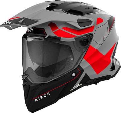 Airoh Commander 2 Reveal, Endurohelm - Matt Grau/Schwarz/Neon-Rot - XL von Airoh