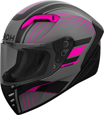 Airoh Connor Achieve, Integralhelm - Matt Grau/Schwarz/Neon-Pink - XS von Airoh