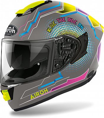 Airoh ST 501 Power, Integralhelm - Matt Grau/Neon-Gelb/Pink/Blau - XS von Airoh