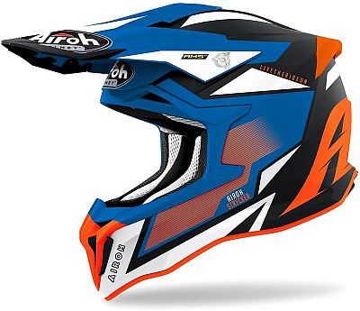 Airoh Strycker Axe, Motocrosshelm - Matt Orange/Blau/Schwarz/Weiß - XS von Airoh