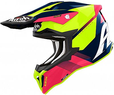 Airoh Strycker Blazer, Motocrosshelm - Blau/Pink/Neon-Gelb - L von Airoh