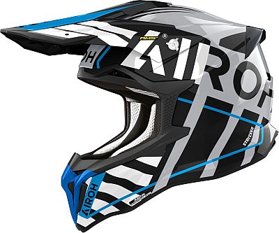 Airoh Strycker Brave, Motocrosshelm - Grau/Schwarz/Blau - M von Airoh