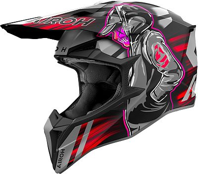 Airoh Wraaap Cyber, Motocrosshelm - Matt Schwarz/Grau/Rot - L von Airoh