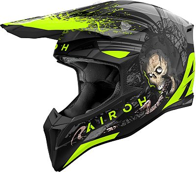 Airoh Wraaap Darkness, Motocrosshelm - Matt Schwarz/Grau/Neon-Gelb - L von Airoh