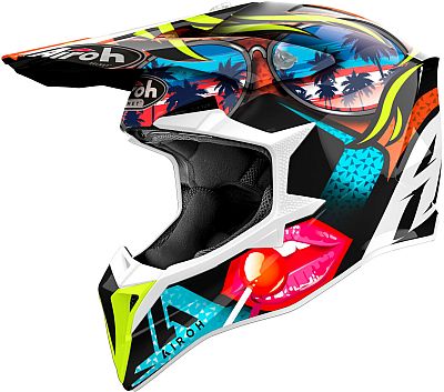 Airoh Wraaap Lollipop, Motocrosshelm - Schwarz/Rot/Blau/Neon-Gelb - XL von Airoh