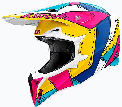 Airoh Wraaap Paint, Motocrosshelm - Weiß/Blau/Gelb/Pink - XS von Airoh