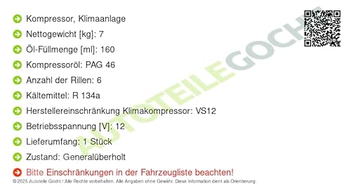 Kompressor, Klimaanlage Kompatibel mit Hyundai 2011-2013 von Autoteile Gocht von Airstal