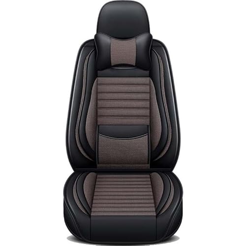 AISAIMOUT Autositzbezüge Sitzschoner Sitzbezüge Auto Universal Vordersitze wasserdichte Flachs Schonbezüge Sitzauflagen kompatibel Airbags Werkstattschoner (Color : Black Brown-1 Item, Size : Luxury) von Aisaimout