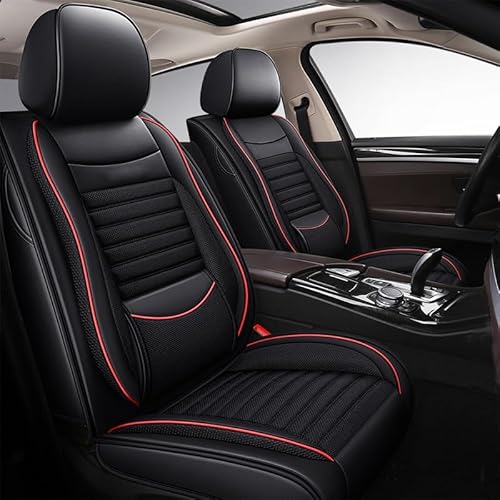 AISAIMOUT Autositzbezüge Sitzschoner Sitzbezüge Auto Universal Vordersitze wasserdichte Flachs Schonbezüge Sitzauflagen kompatibel Airbags Werkstattschoner (Color : Black red-1 Item, Size : Standard) von Aisaimout