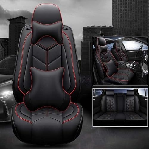 AISAIMOUT Leder Autositzbezüge Sitzschoner Sitzbezüge Schonbezüge für Autositze Sitzauflagen wasserdichte für Fuchs Excelle Sylphy Sagitar Tianlai. X-Trail (Color : Black-Full Set, Size : Luxury) von Aisaimout