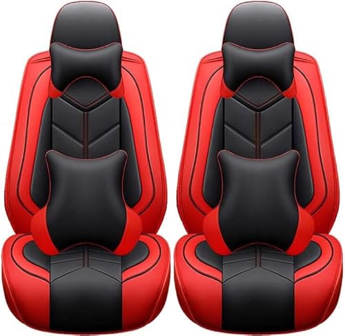 AISAIMOUT Leder Autositzbezüge Sitzschoner Sitzbezüge Schonbezüge für Autositze Sitzauflagen wasserdichte für Fuchs Excelle Sylphy Sagitar Tianlai. X-Trail (Color : Red-2 Pieces, Size : Luxury) von Aisaimout