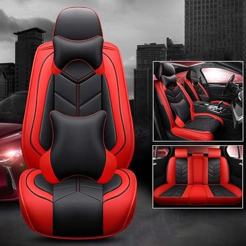 AISAIMOUT Leder Autositzbezüge Sitzschoner Sitzbezüge Schonbezüge für Autositze Sitzauflagen wasserdichte für Fuchs Excelle Sylphy Sagitar Tianlai. X-Trail (Color : Red-Full Set, Size : Luxury) von Aisaimout