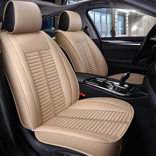 AISAIMOUT Leder Sitzschoner Autositzbezüge Sitzbezüge Schonbezüge Autositze Sitzauflagen 5 Sitze Komplettset für Chevrolet Trasbleizer, Trac, Malibu Maxx (Color : Beige, Size : Ordinary) von Aisaimout