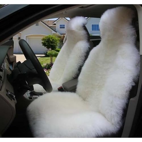 AISAIMOUT Sitzbezug Autositz Vorne Autositzkissen Universeller Plüsch Autositzbezüge Vordersitze Winter Warme Kunstfell Schonbezug Sitzauflagen sitzschutz (Color : White, Size : Two) von Aisaimout