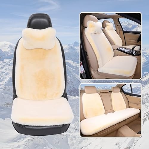 AISAIMOUT Sitzbezug Autositzbezüge Universeller Plüsch Vordersitze Winter Warme Kunstfell Schonbezug Sitzauflagen Autositz Vorne Autositzkissen sitzschutz (Color : White, Size : Two - 2 headrests) von Aisaimout