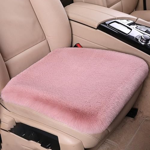 AISAIMOUT Sitzbezug Autositzkissen 3-Teiliges Set Universeller Winter Warme Kunstfell Schonbezug Sitzauflagen Autositz Vorne Plüsch Autositzbezüge Vordersitze sitzschutz (Color : Pink, Size : One) von Aisaimout