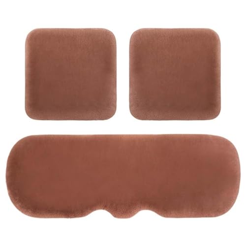 AISAIMOUT Sitzbezug Universeller Plüsch Autositzbezüge Vordersitze Winter Warme Kunstfell Schonbezug Sitzauflagen Autositz Vorne Autositzkissen 3-Teiliges Set sitzschutz (Color : Bean Paste Color) von Aisaimout