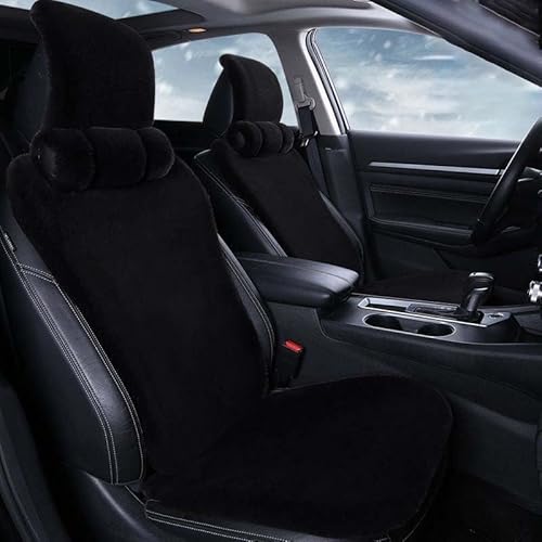 AISAIMOUT Sitzbezug Winter Warme Plüsch Autositzbezüge Vordersitze Kaninchenfell Vorne Autositzkissen Schonbezug Sitzauflagen Autositz Universeller sitzschutz (Color : Black-Overall, Size : Luxury) von Aisaimout