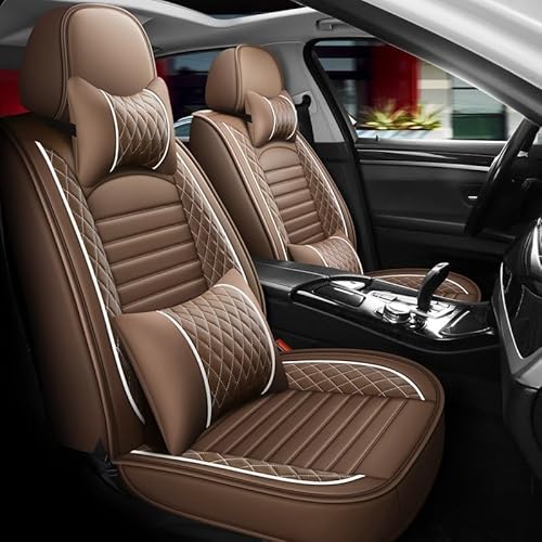 Autositzbezüge Leder Sitzschoner Sitzbezüge Auto Universal Dekor Werkstattschoner Wasserdichte Vordersitze Kunstleder Schonbezüge für Autositze Sitzauflagen ( Color : Brown-1 item , Size : Luxury ) von Aisaimout