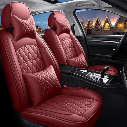 Autositzbezüge Leder Sitzschoner Sitzbezüge Auto Universal Vordersitze Werkstattschoner Kunstleder Wasserdichte Schonbezüge Sitzauflagen Kompatibel mit Airbags ( Color : Red-2 item , Size : Luxury ) von Aisaimout