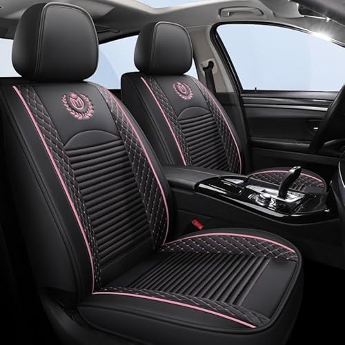 Kunstleder Sitzschoner Autositzbezüge Sitzbezüge Auto Universal Leder Dekor Vordersitze Schonbezüge für Wasserdichte Autositze Sitzauflagen Werkstattschoner ( Color : Black pink , Size : Standard-2 it von Aisaimout