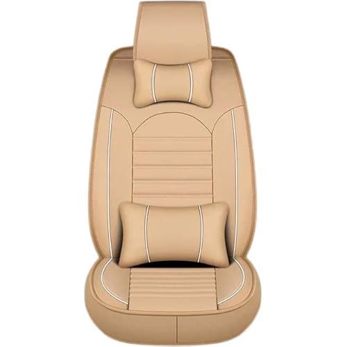 Leder Autositzbezüge Kunstleder Universal Sitzschoner Sitzbezüge Auto Dekor Vordersitze Schonbezüge für Autositze Sitzauflagen Wasserdichte Kompatibel Werkstattschoner ( Color : Beige-1 piece , Size : von Aisaimout