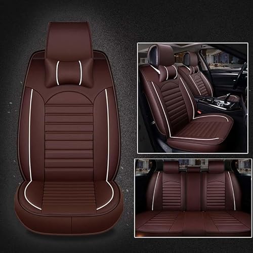 Leder Autositzbezüge Kunstleder Universal Sitzschoner Sitzbezüge Auto Dekor Vordersitze Schonbezüge für Autositze Sitzauflagen wasserdichte Kompatibel Werkstattschoner (Color : Brown-Full Set, Size von Aisaimout