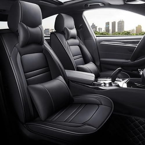 Leder Autositzbezüge Sitzschoner Sitzbezüge Auto Universal Dekor Werkstattschoner Kunstleder Wasserdichte Protector Schonbezüge für Autositze Sitzauflagen ( Color : Black-2 item , Size : Luxury ) von Aisaimout