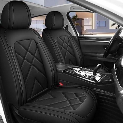 Leder Autositzbezüge Sitzschoner Sitzbezüge Auto Universal Vordersitze Kunstleder Schonbezüge Werkstattschoner Sitzauflagen Kompatibel mit Airbags 5 Sitze Set ( Color : Black , Size : Standard ) von Aisaimout