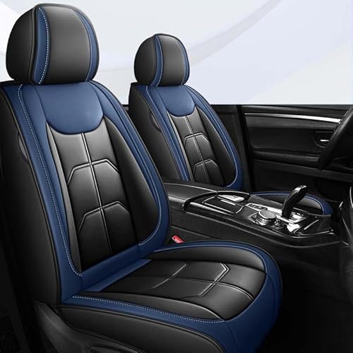 Leder Autositzbezüge Universal Sitzbezüge Auto Vordersitze Sitzschoner Kunstleder Wasserdichte Schonbezüge Werkstattschoner Sitzauflagen Kompatibel mit Airbags ( Color : Black blue-2 item , Size : Sta von Aisaimout