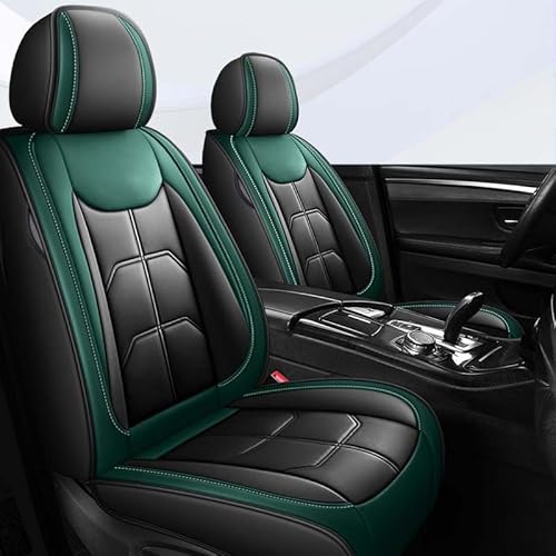 Leder Autositzbezüge Universal Sitzbezüge Auto Vordersitze Sitzschoner Kunstleder Wasserdichte Schonbezüge Werkstattschoner Sitzauflagen Kompatibel mit Airbags ( Color : Black green-1 item , Size : St von Aisaimout