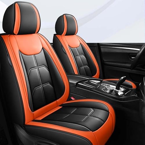 Leder Autositzbezüge Universal Sitzbezüge Auto Vordersitze Sitzschoner Kunstleder Wasserdichte Schonbezüge Werkstattschoner Sitzauflagen Kompatibel mit Airbags ( Color : Black orange-1 item , Size : S von Aisaimout