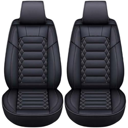 Leder Autositzbezüge Universal Sitzschoner Sitzbezüge Auto Kunstleder Dekor Vordersitze Schonbezüge für Autositze Sitzauflagen Wasserdichte Kompatibel Werkstattschoner ( Color : Black-2 pieces , Size von Aisaimout